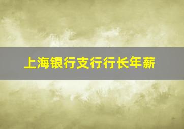 上海银行支行行长年薪