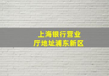 上海银行营业厅地址浦东新区