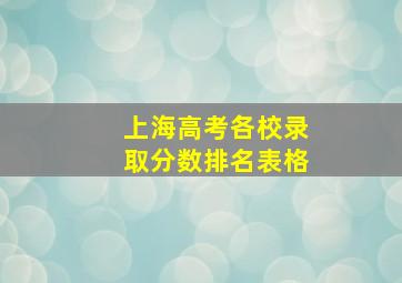 上海高考各校录取分数排名表格