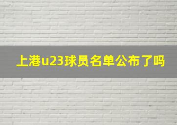 上港u23球员名单公布了吗