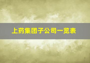 上药集团子公司一览表