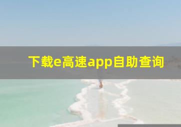 下载e高速app自助查询