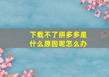 下载不了拼多多是什么原因呢怎么办