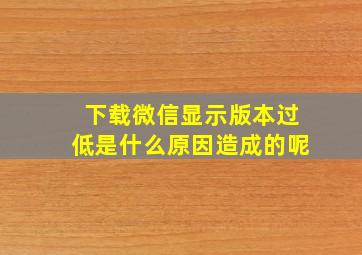 下载微信显示版本过低是什么原因造成的呢