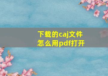 下载的caj文件怎么用pdf打开