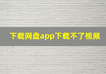 下载网盘app下载不了视频