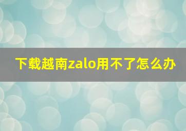 下载越南zalo用不了怎么办