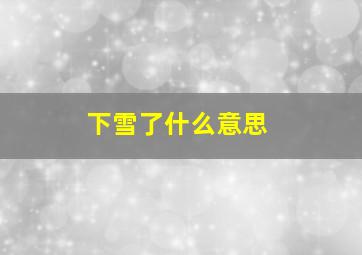 下雪了什么意思