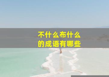 不什么布什么的成语有哪些