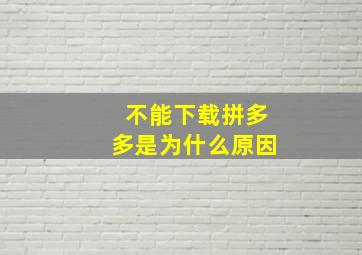 不能下载拼多多是为什么原因