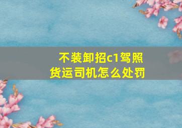 不装卸招c1驾照货运司机怎么处罚