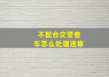 不配合交警查车怎么处理违章