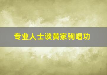 专业人士谈黄家驹唱功