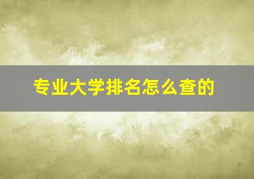 专业大学排名怎么查的