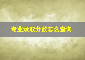 专业录取分数怎么查询