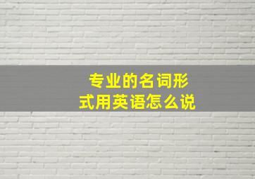 专业的名词形式用英语怎么说