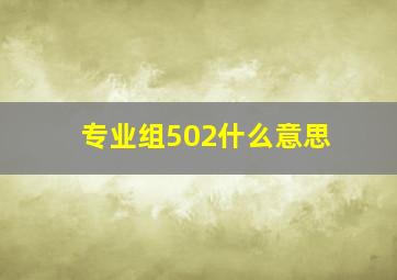 专业组502什么意思