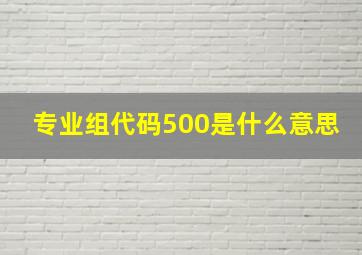 专业组代码500是什么意思