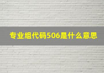 专业组代码506是什么意思