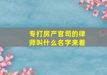 专打房产官司的律师叫什么名字来着