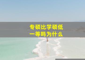 专硕比学硕低一等吗为什么