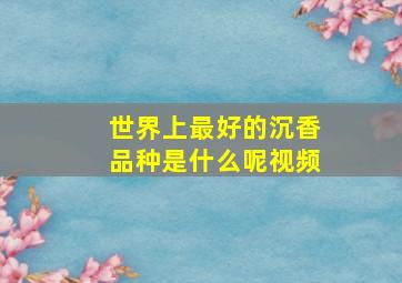 世界上最好的沉香品种是什么呢视频