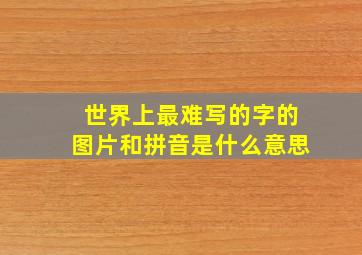 世界上最难写的字的图片和拼音是什么意思