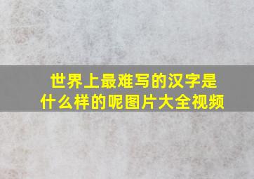 世界上最难写的汉字是什么样的呢图片大全视频