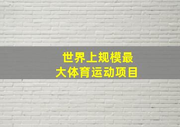 世界上规模最大体育运动项目