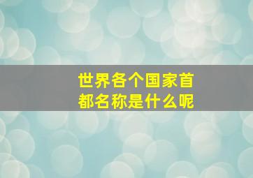 世界各个国家首都名称是什么呢