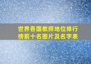 世界各国教师地位排行榜前十名图片及名字表