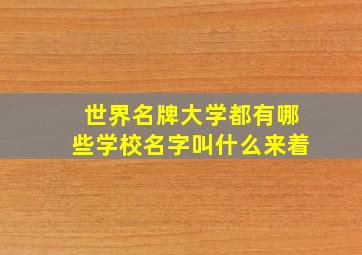 世界名牌大学都有哪些学校名字叫什么来着