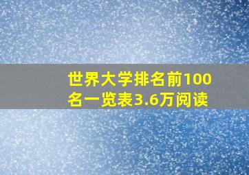 世界大学排名前100名一览表3.6万阅读