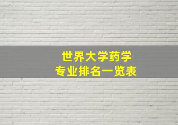 世界大学药学专业排名一览表