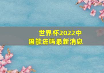 世界杯2022中国能进吗最新消息