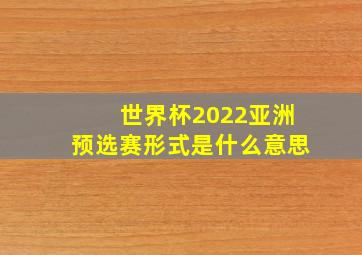 世界杯2022亚洲预选赛形式是什么意思