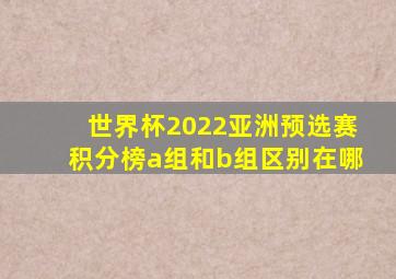 世界杯2022亚洲预选赛积分榜a组和b组区别在哪