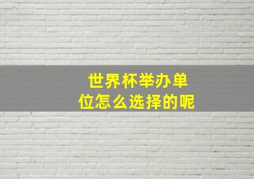 世界杯举办单位怎么选择的呢