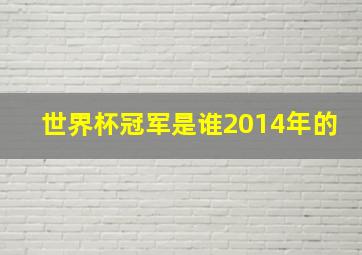 世界杯冠军是谁2014年的