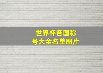 世界杯各国称号大全名单图片