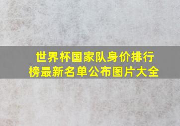 世界杯国家队身价排行榜最新名单公布图片大全