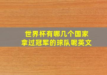 世界杯有哪几个国家拿过冠军的球队呢英文