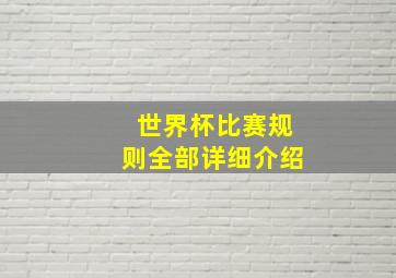 世界杯比赛规则全部详细介绍