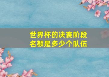 世界杯的决赛阶段名额是多少个队伍