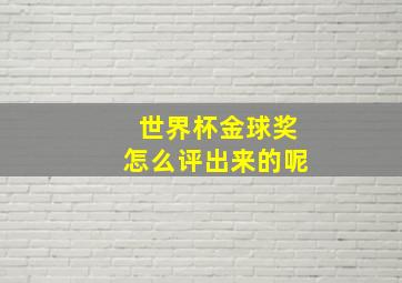 世界杯金球奖怎么评出来的呢