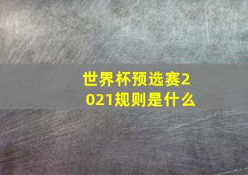 世界杯预选赛2021规则是什么