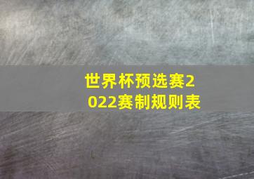 世界杯预选赛2022赛制规则表