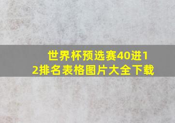 世界杯预选赛40进12排名表格图片大全下载