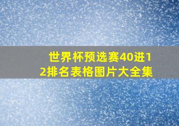 世界杯预选赛40进12排名表格图片大全集