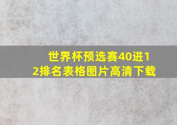 世界杯预选赛40进12排名表格图片高清下载